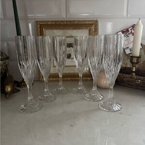 Mikasa Park Lane Crystal Champagne Flutes Retired 8 5/8” Set Of 6